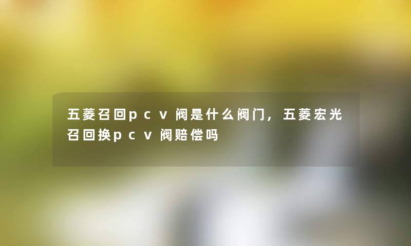 五菱召回pcv阀是什么阀门,五菱宏光召回换pcv阀赔偿吗