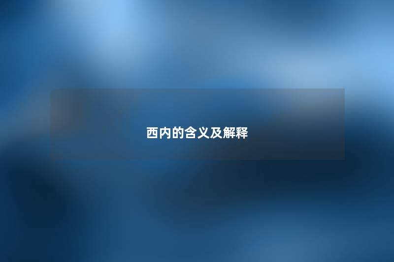 西内的含义及解释