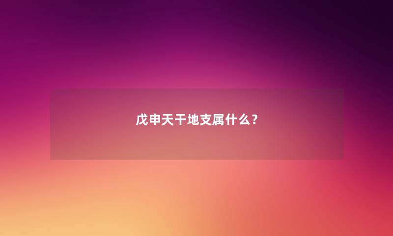 戊申天干地支属什么？