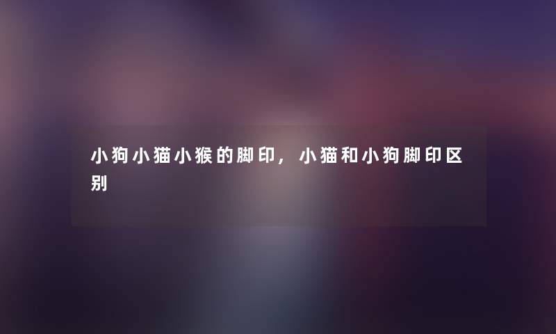小狗小猫小猴的脚印,小猫和小狗脚印区别