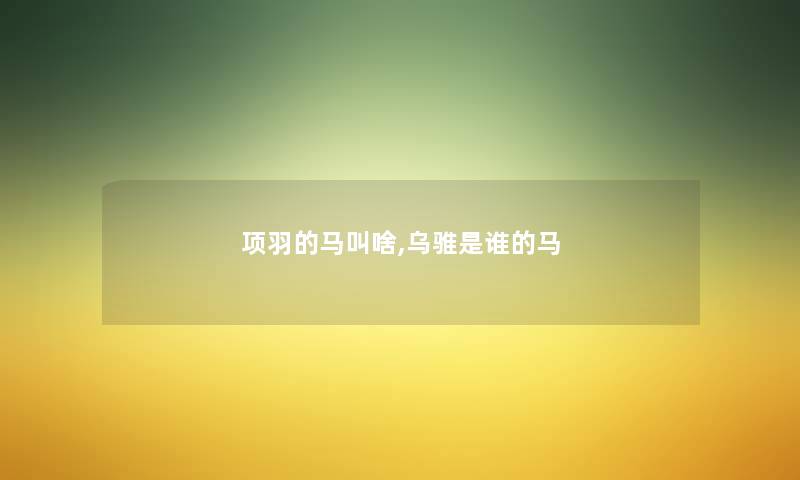 项羽的马叫啥,乌骓是谁的马