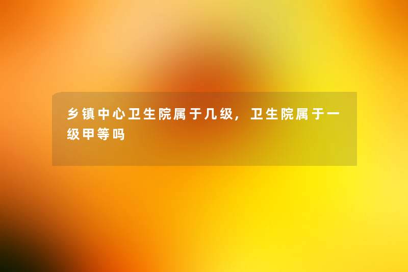 乡镇中心卫生院属于几级,卫生院属于一级甲等吗
