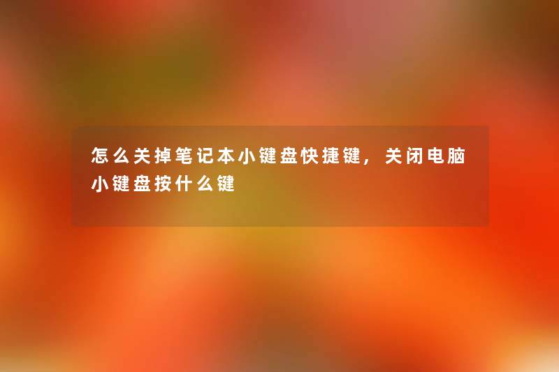 怎么关掉笔记本小键盘快捷键,关闭电脑小键盘按什么键