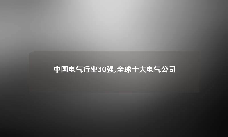 中国电气行业30强,全球一些电气公司