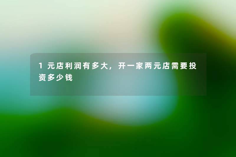 1元店利润有多大,开一家两元店需要投资多少钱