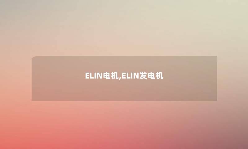 ELIN电机,ELIN发电机