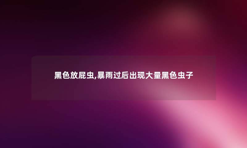 黑色放屁虫,暴雨过后出现大量黑色虫子