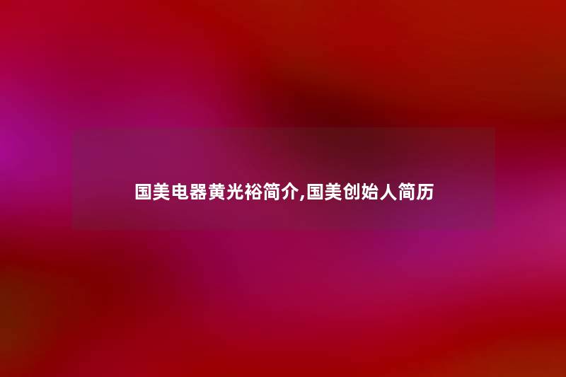 国美电器黄光裕简介,国美创始人简历 国美电器黄光裕简介,国美创始人简历