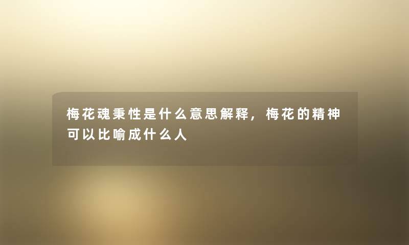 梅花魂秉性是什么意思解释,梅花的精神可以比喻成什么人
