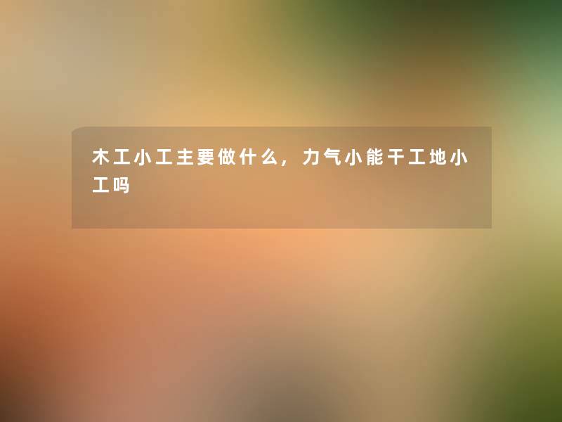 木工小工主要做什么,力气小能干工地小工吗