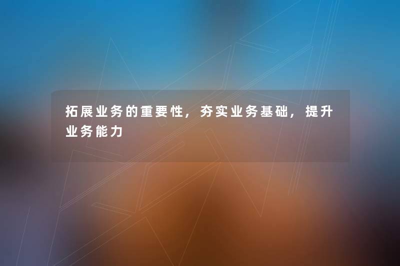 拓展业务的重要性,夯实业务基础,提升业务能力
