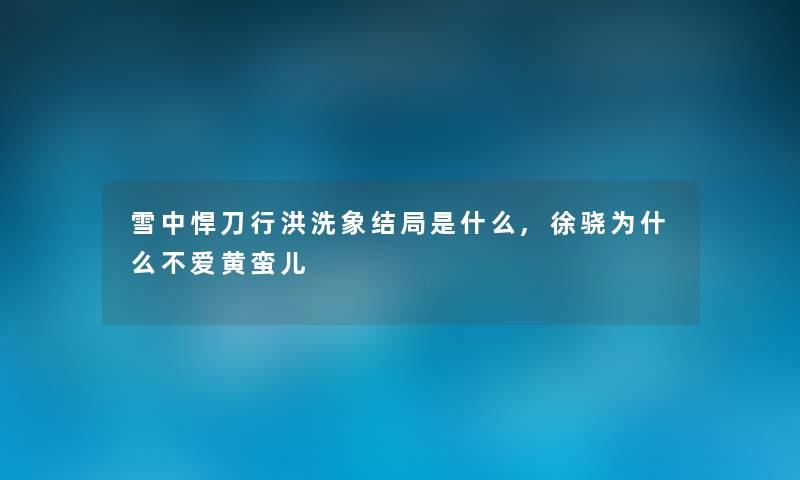 雪中悍刀行洪洗象结局是什么,徐骁为什么不爱黄蛮儿