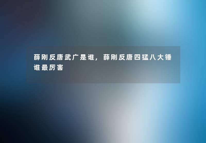 薛刚反唐武广是谁,薛刚反唐四猛八大锤谁厉害
