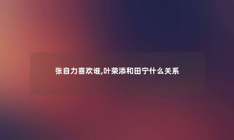 张自力喜欢谁,叶荣添和田宁什么关系