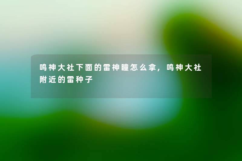 鸣神大社下面的雷神瞳怎么拿,鸣神大社附近的雷种子