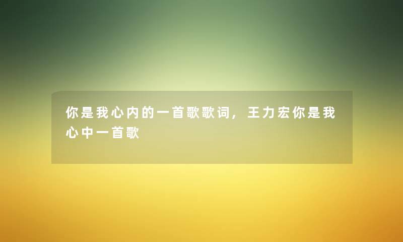 你是我心内的一首歌歌词,王力宏你是我心中一首歌 你是我心内的一首歌歌词,王力宏你是我心中一首歌