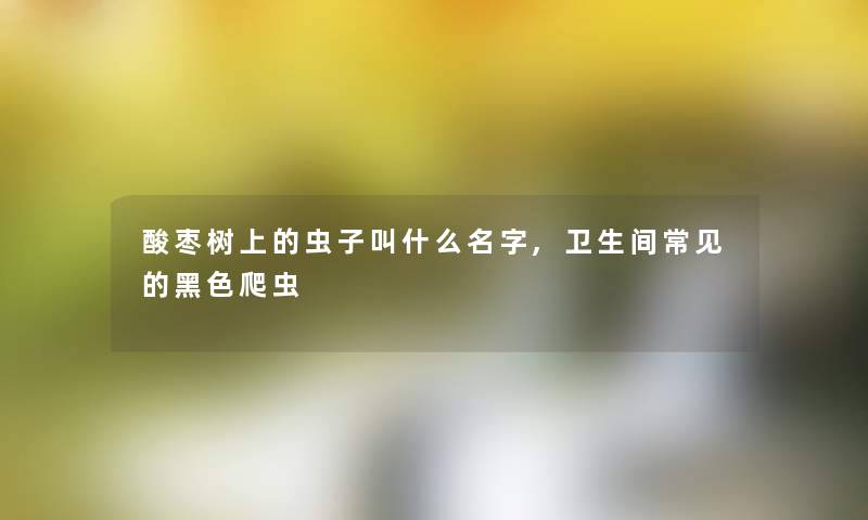 酸枣树上的虫子叫什么名字,卫生间常见的黑色爬虫