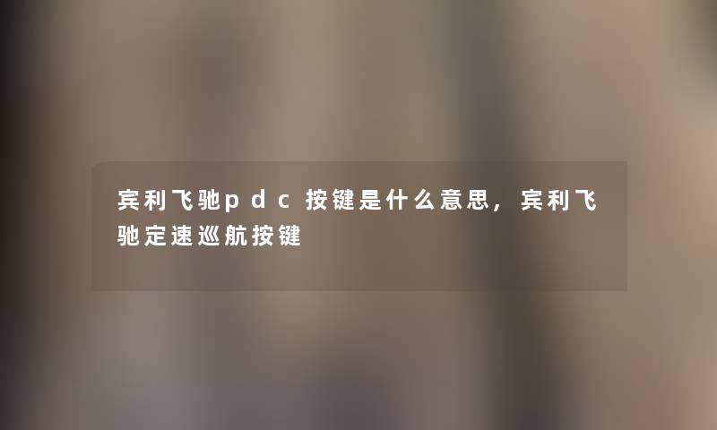 宾利飞驰pdc按键是什么意思,宾利飞驰定速巡航按键