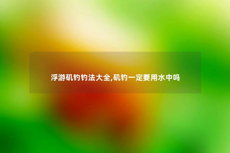 浮游矶钓钓法大全,矶钓一定要用水中吗 浮游矶钓钓法大全,矶钓一定要用水中吗