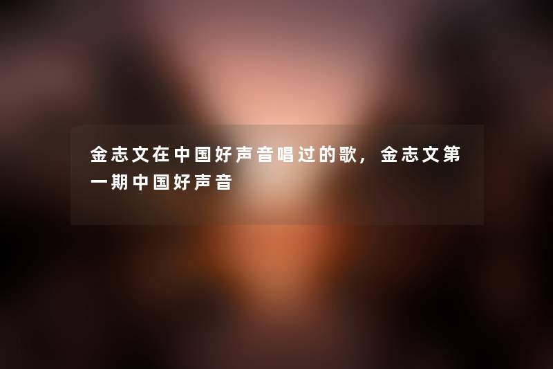 金志文在中国好声音唱过的歌,金志文第一期中国好声音