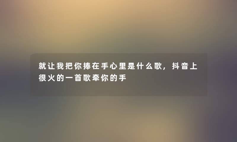就让我把你捧在手心里是什么歌,抖音上很火的一首歌牵你的手