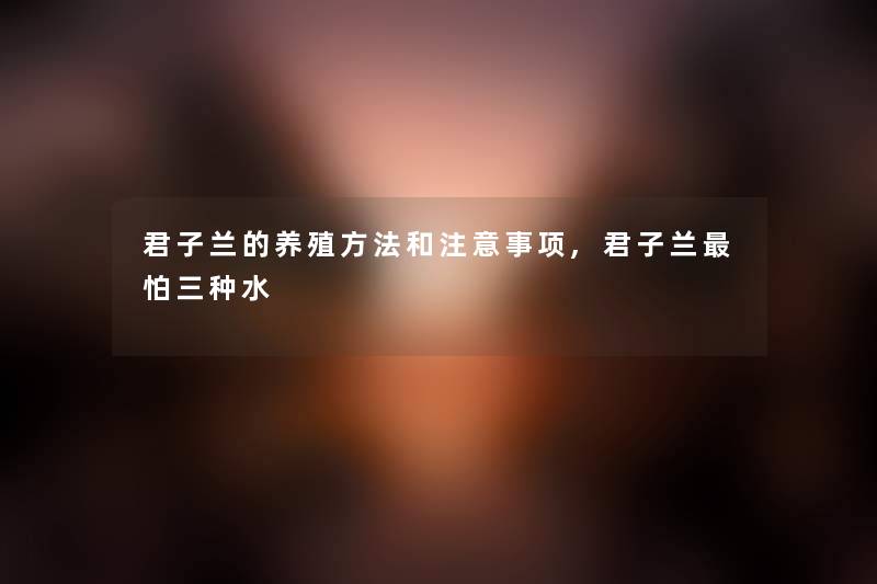君子兰的养殖方法和注意事项,君子兰怕三种水