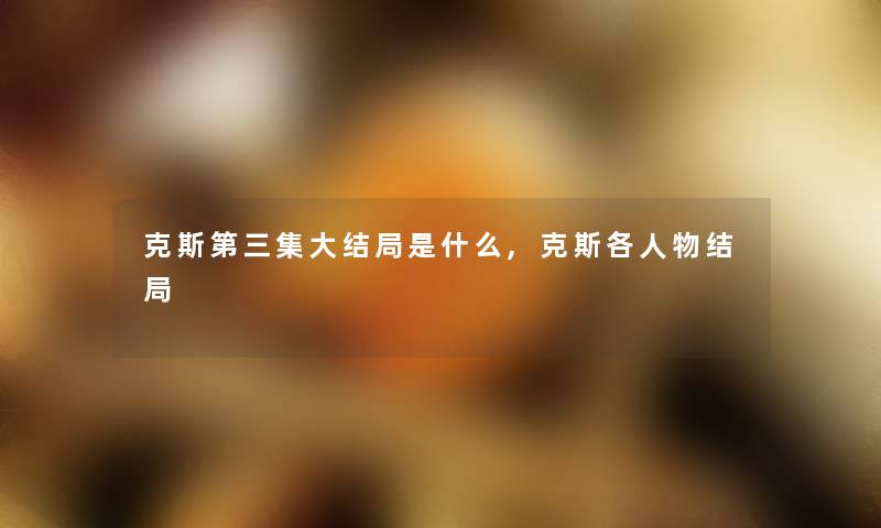 克斯第三集大结局是什么,克斯各人物结局