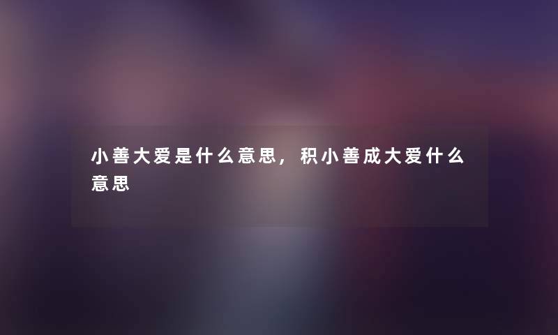 小善大爱是什么意思,积小善成大爱什么意思