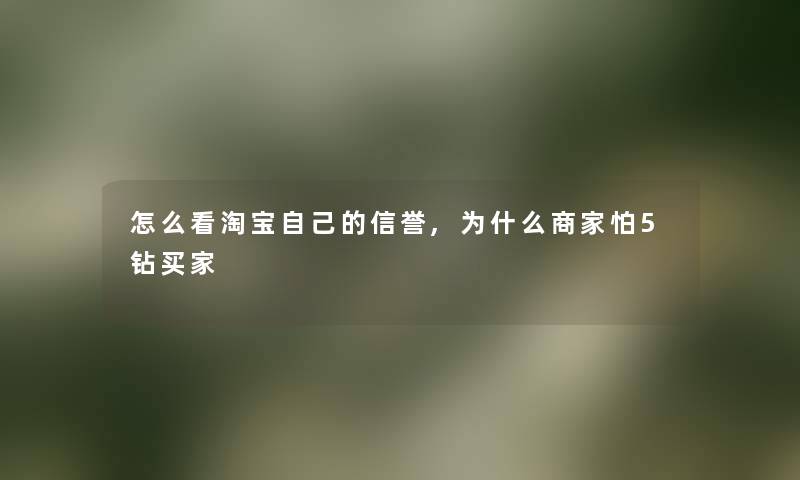 怎么看淘宝自己的信誉,为什么商家怕5钻买家