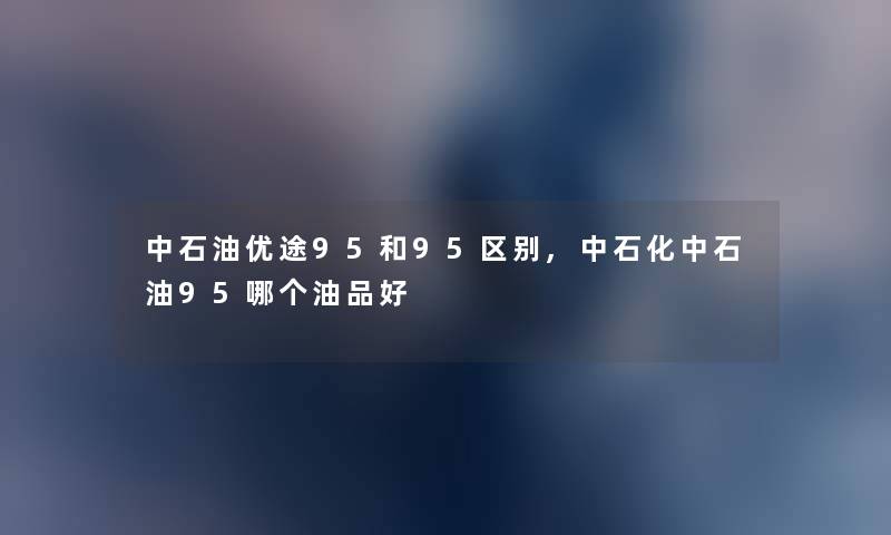 中石油优途95和95区别,中石化中石油95哪个油品好 中石油优途95和95区别,中石化中石油95哪个油品好